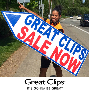 Sign SPinners in Seattle Promoting Great Clips