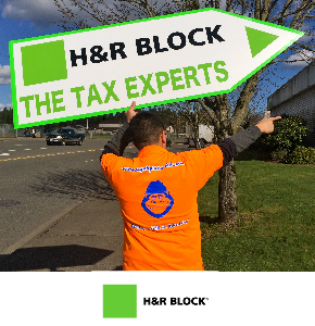 H & R Block Sign Spinner in Seattle