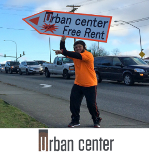Sign Spinners promote Urban Center Apartments in Lynnwood