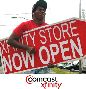 comcast and xfinity sign spinners in Seattle